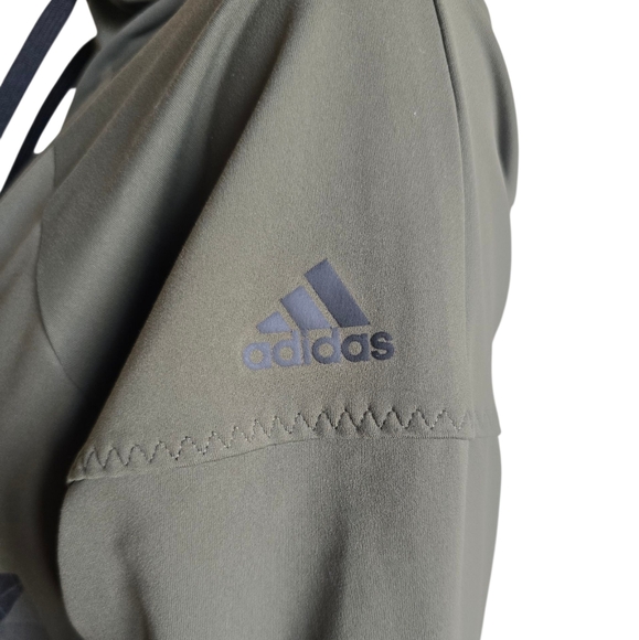 ADIDAS ClimaLite Women's Khaki Green Full Zip Hooded Running Jacket - Picture 9 of 16